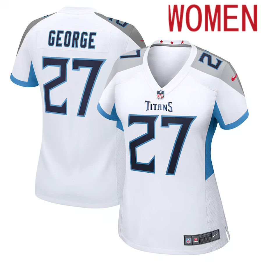 Women Tennessee Titans 27 Eddie George Nike White Retired Game NFL Jersey